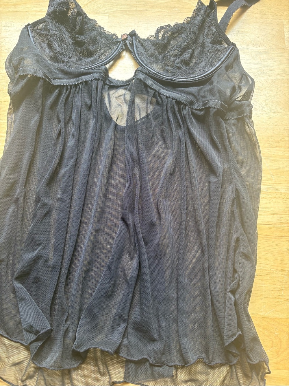 Rachel Sheer Black Mesh Babydoll